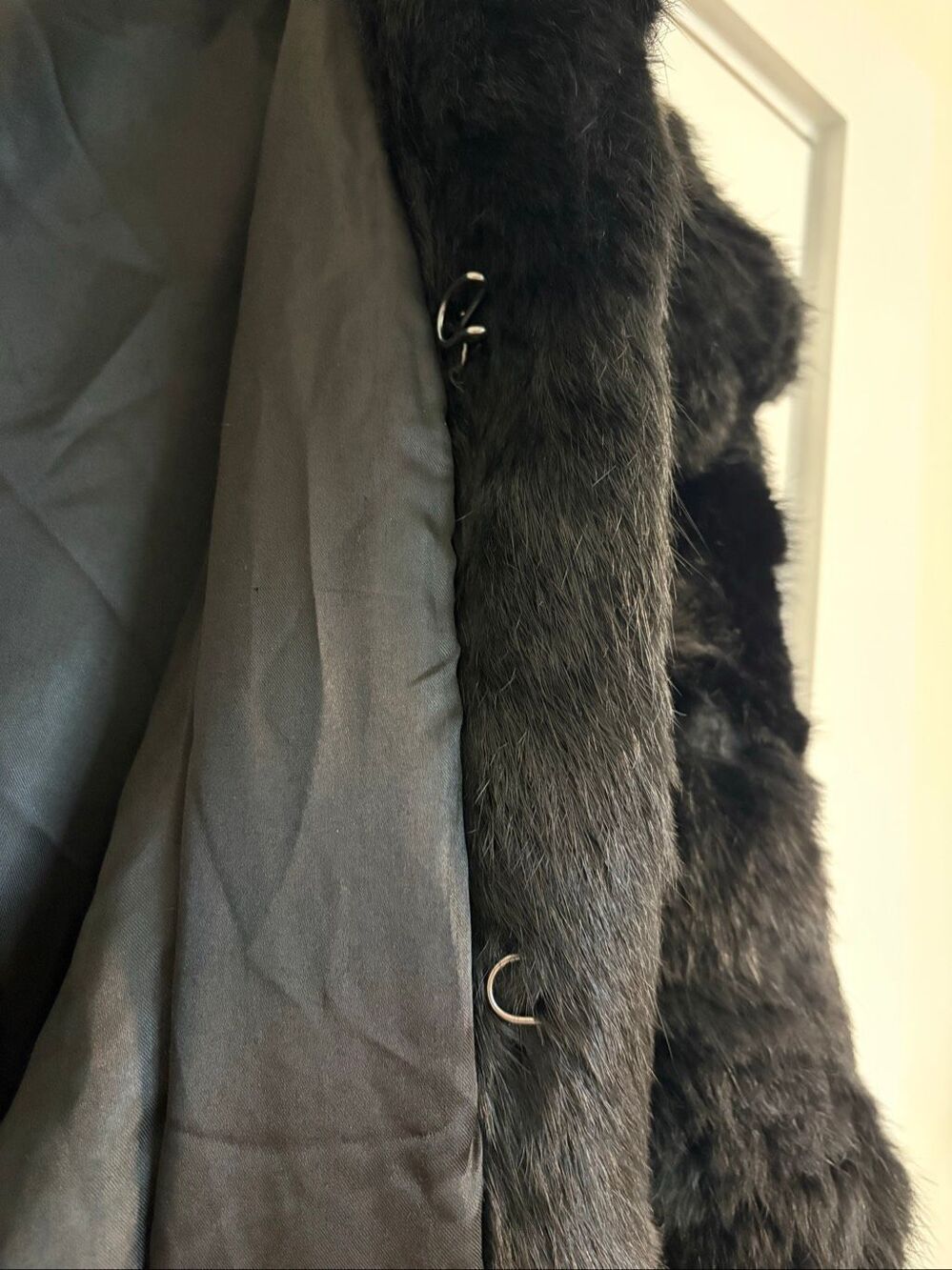 Vintage Genuine Rabbit Fur Coat Black Oversized Fits Like A Women’s XL 2X - Picture 8 of 16